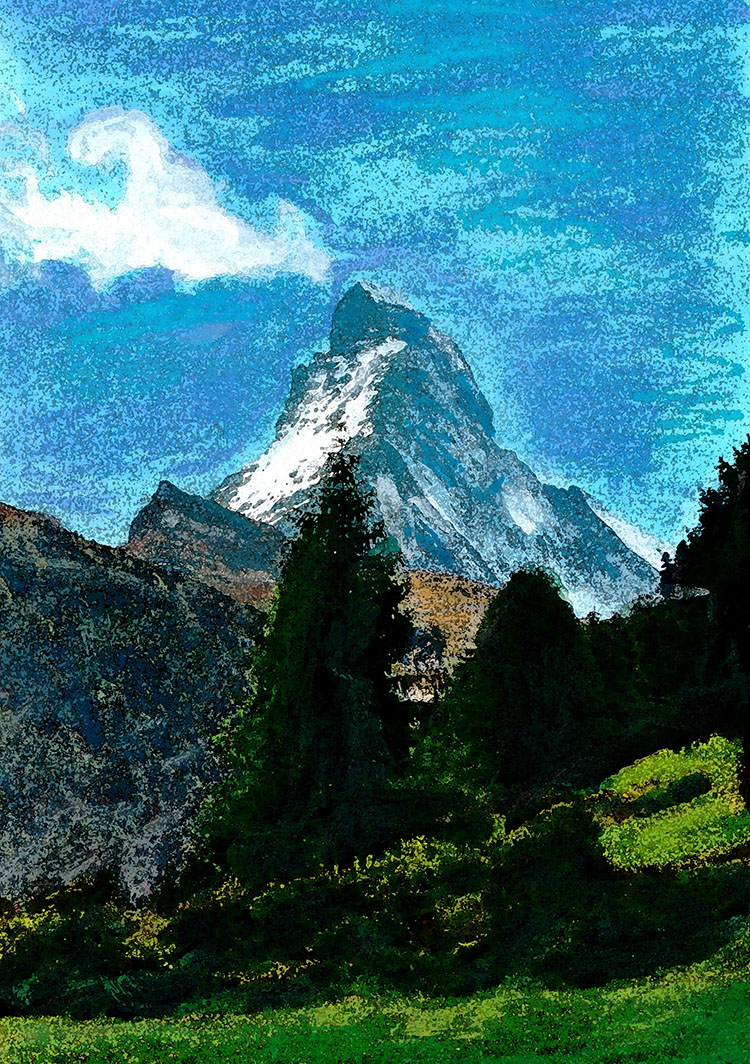 zwitserland,zermatt,matterhorn,berglandschap,moderne,kunst,schilderij
