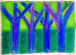 kleurrijk bos studie kunst crealisme schets tekening